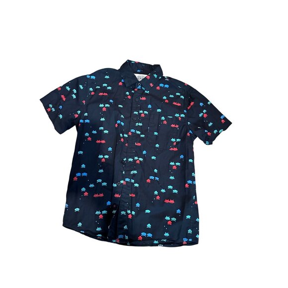 👾 American Republic Space Invaders Button-Down Shirt – Size M – 100% Cotton (#2 - Picture 1 of 7